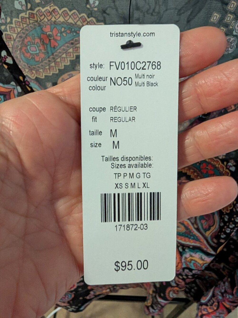 Tristan Paisley Print Blouse NWT Size Medium - Picture 3 of 12